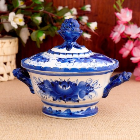 Sugar "blackberry", height 15 cm, d = 19 cm, gzhel
