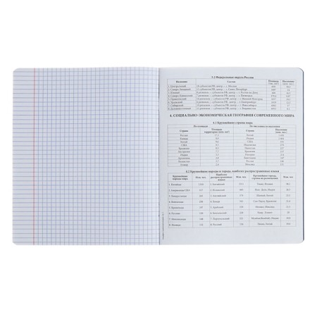 Subject notebook, 48 sheets, cell, geography, Erichkrause "Manga", cardboard cover Twin-LK, OFSET BELICT 100%, info block-5
