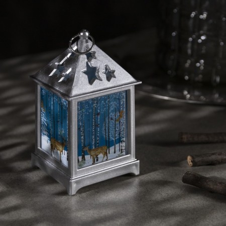 LED figure "Lantern with a deer" 6 × 13 × 6 cm, plastic, batteries AG13x3, glow warm white-1