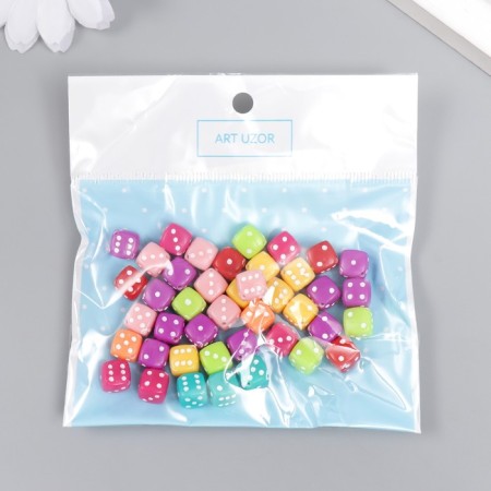 Beads for creativity Plastic "Playing Cube" Color set 20 grams 0.8x0.8x0.8 cm-3
