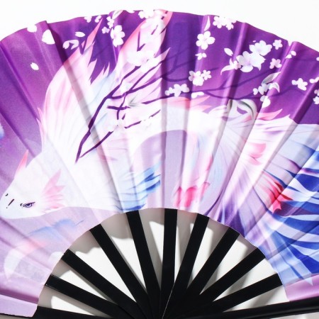 Fan plastic, textile h = 27.5 cm "Cherry flowers and fish" mix-2