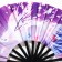 Fan plastic, textile h = 27.5 cm "Cherry flowers and fish" mix