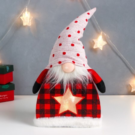 Interior Light doll "Santa Claus in a checkered caftan, a cap in peas, asterisk" 41x24x6 cm 75679