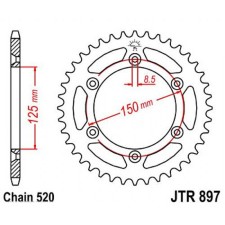The rear star, driven JTR897 steel, chain 520, 40 teeth