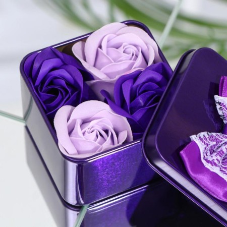 Soap roses, purple and white, set 4 pcs.