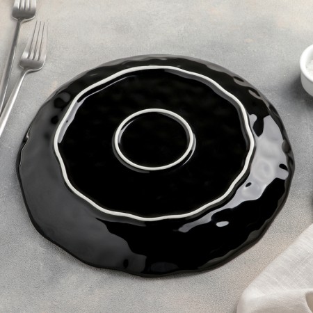 Ceramic lunch plate "In and Jan", d = 27 cm, black color-2