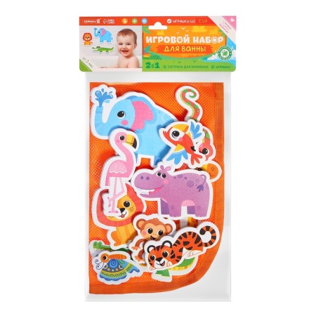 Игровой набор для ванной «Жители Африки», сетка для хранения, игрушки-10