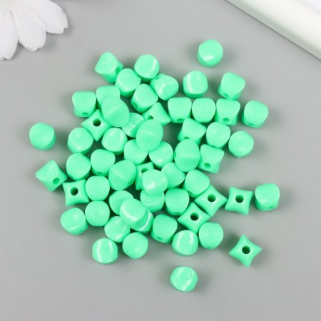 Beads for creativity plastic "Cube with flattened edges" Green set 30 g d = 0.8 cm-1