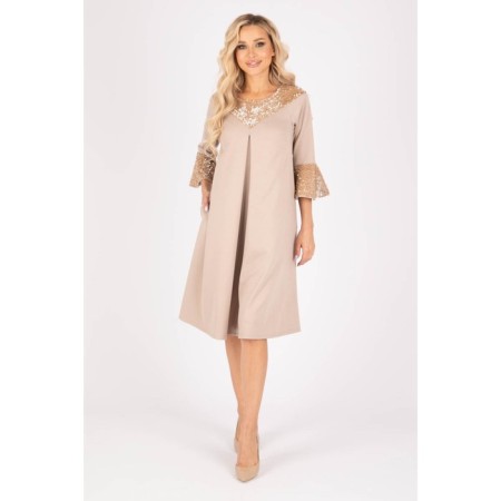 Female dress, size 52, beige color-4