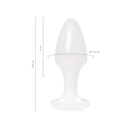 Anal plug Toyfa, acrylic, white color, 9.5 cm, D 3.4 cm-8