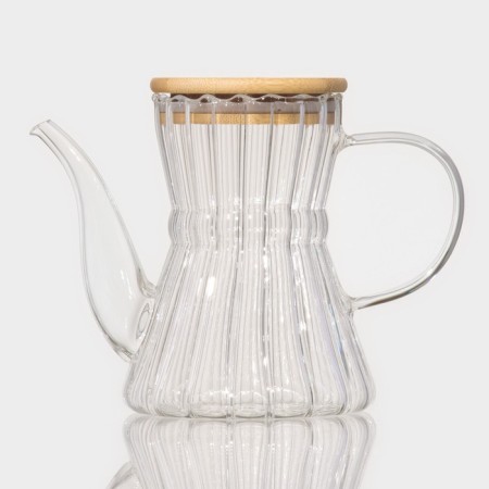 Glass teapot with a bamboo lid "Eco. East ", 600 ml, 18 × 11.5 × 14 cm, without sieve