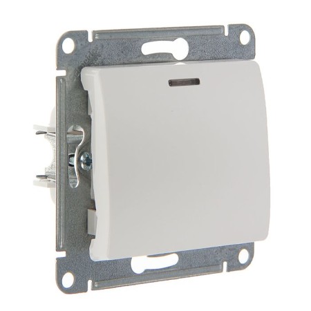 Glossa switch Sche GSL000163, 10 A, 1 key, hidden, backlight, white color