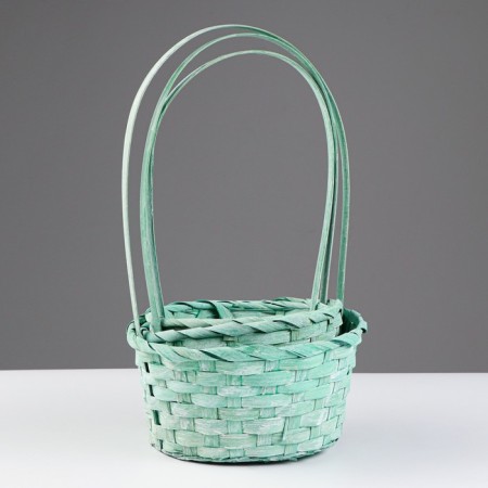 Set of wicker baskets, 16x10/32, 18x10/34, 21x10/36, cm, turquoise, bamboo-1