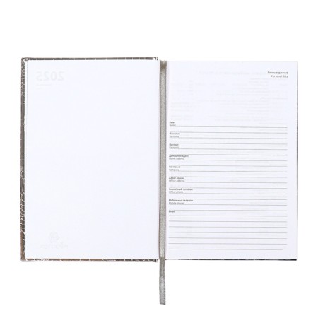 Dated diary 2025 A5 168 sheets, Attomex. Arkona, solid cover, boomvinyl with foam, liesse, block 70, gray-6