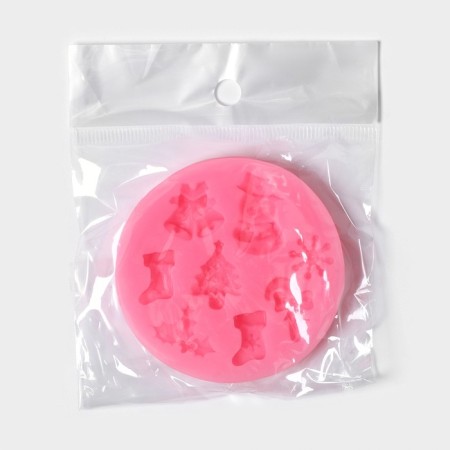 Silicone Mold "New Year's paraphernalia", 6.5 × 6.5 cm, pink color-3
