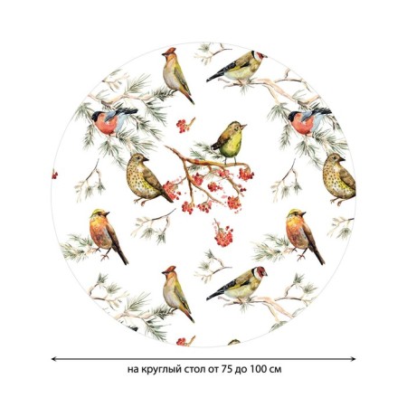 Green bird tablecloth on the table, round, oxford, elastic band, size 120x120 cm, diameter 75-100 cm-1