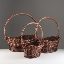 A set of baskets of 3 pcs, 47x36x17x22x52 cm, 40x32x15x20.5x46 cm, 33x25x14.5x19x40 cm, willow