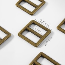 The buckle is regulatory, two -sided, the inner width is 20 mm, the thickness is 2.5 mm, 5 pcs, the color is bronze