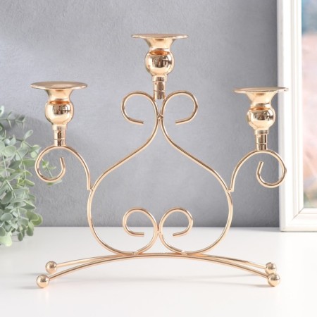 Summary metal for 3 candles "curls" d-2.5 cm gold 27.5x9x25.6 cm-1