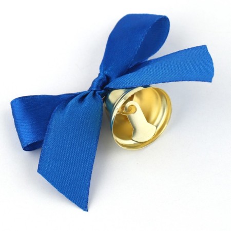 A bell on a pin with a bow for graduation, blue, d = 2.6 cm-2