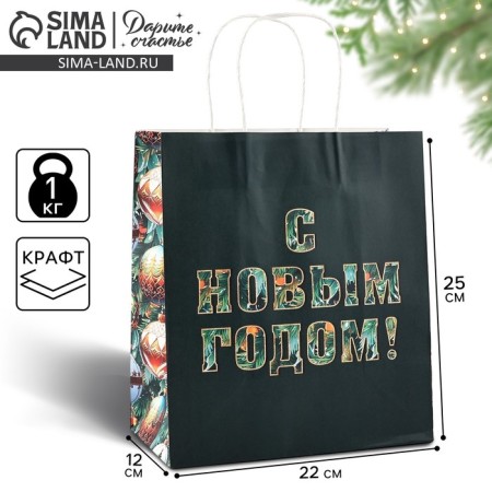 Package New Year's Gift "Christmas Toy", white craft, 22 x 25 x 12 cm, new year