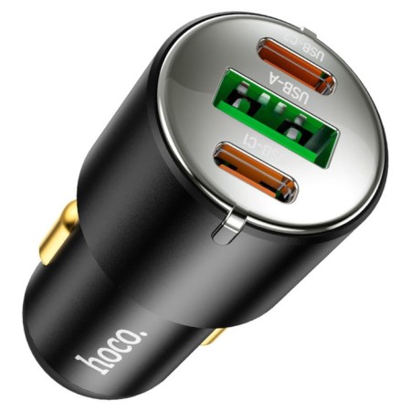 Hoco NZ6, 2 Type-C, 1 USB, 63 W, PD + Qc, Black Automobile-3