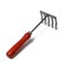 Small straight rakes, 5 teeth, length 25 cm, metal, wooden handle, Greengo