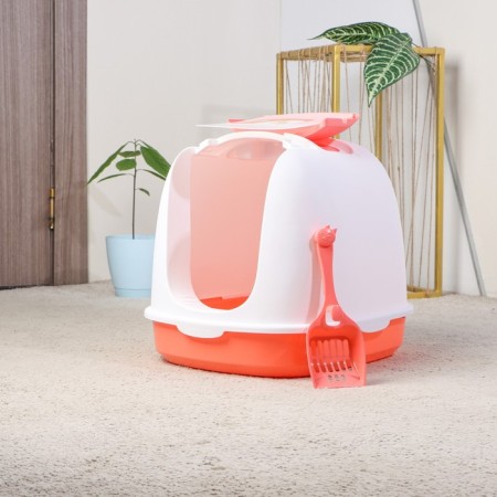 Closed toilet with a scoop, 47 x 40 x 39 cm, white-pink-12