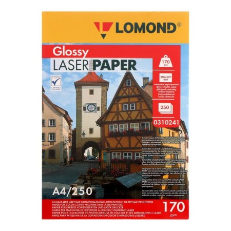 Photo paper for laser print A4, 250 sheets of Lomond, 170 g/m2, bilateral, glossy