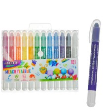 Loars of gel 12 colors Devente, super -furry, with watercolor effect, plastic case with a rotary mechanism, in a blister