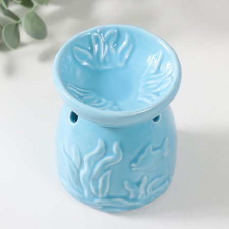 Aroma lamp ceramics "Underwater World" Blue 7.2x7.2x8.9 cm-2