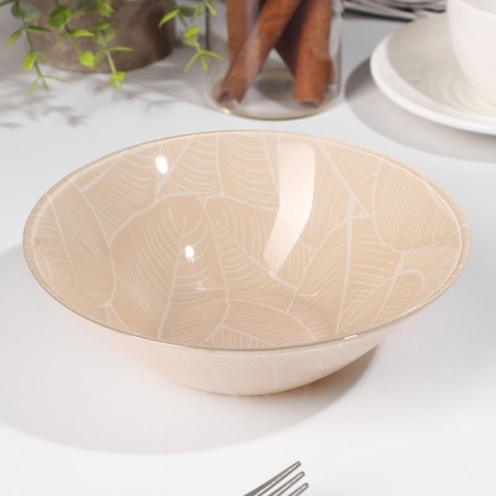 Glass salad "LIVS", 500 ml, d = 16 cm, beige color