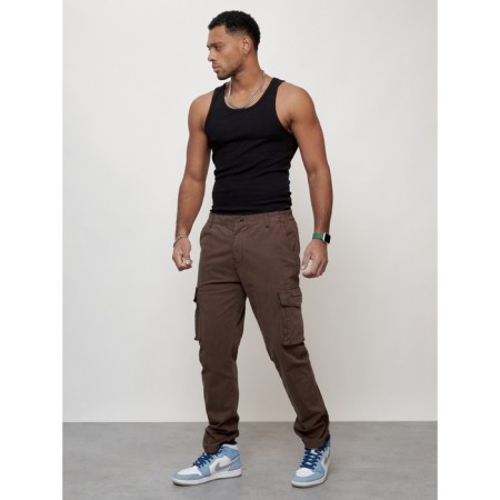 Cargo jeans men, size 52, brown color-6