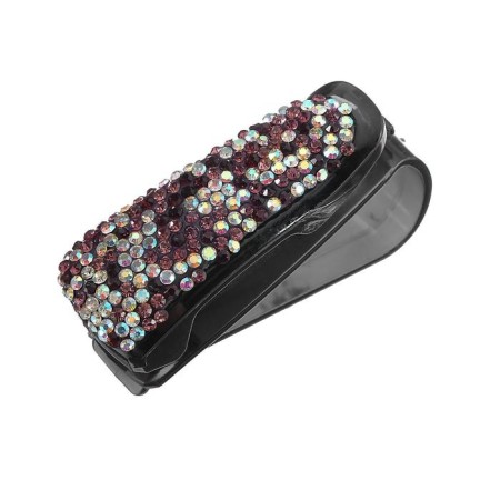 Glass holder clamp with light pink rhinestones, black-1