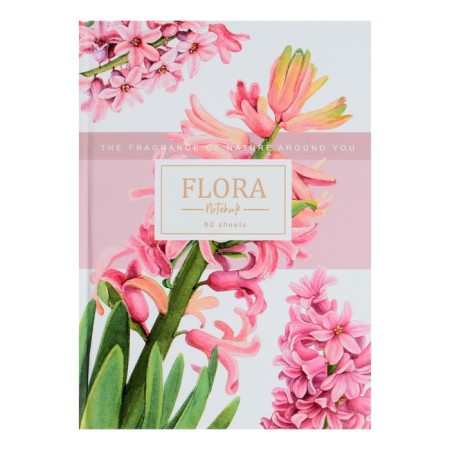A5 BUSINESS BLOCK, 80 sheets in the FLORA line, Euro-format, hard cover, matte lamination, selective varnish, offset block, mix-1