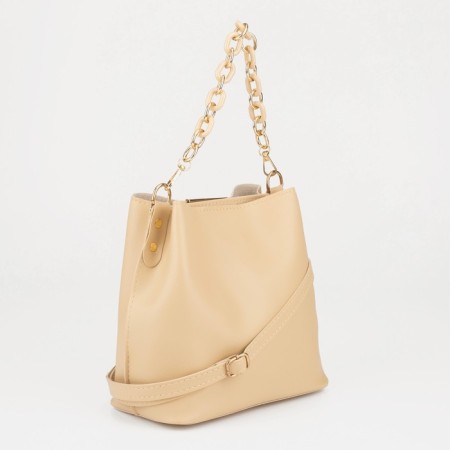 Cross-Bodi bag, Magnet, long belt, beige color-1