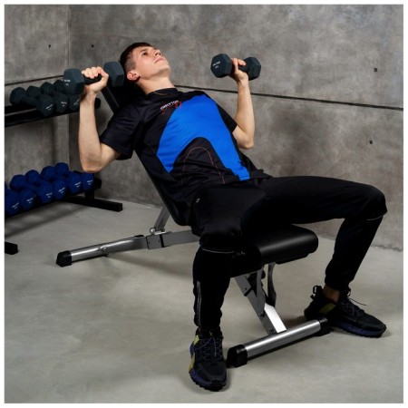 The bench is powerful, folding, with adjustable inclination-6