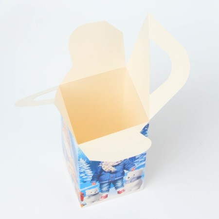 New Year. Gift box New Year's tetrahedral large "kids" with animation 10 x 10 x 18 cm.-3