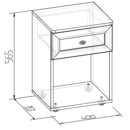 Bedside table Sherlock 64, 400 × 353 × 565 mm, chocolate nut color-2