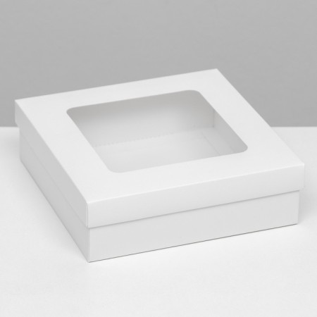The box is folding, the lid is, with the window, white, 20 x 20 x 6 cm