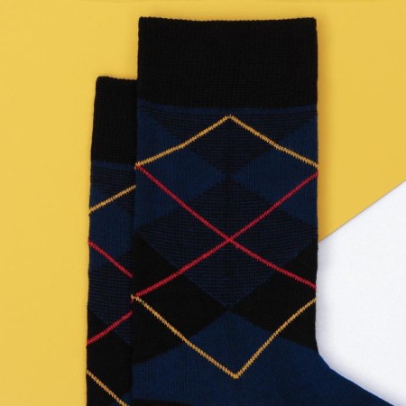 Socks "English cage in blue" p. 39-40 (24-26 cm)-1