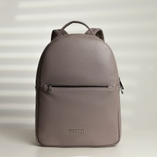 A backpack with a zipper, Textura, external pocket, gray-beige color