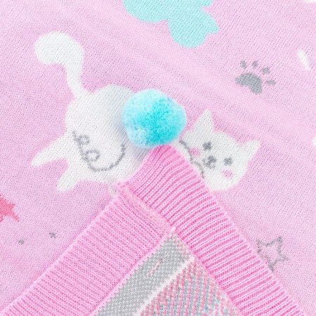Knitted blanket "Baby I" Happy Cats, 90x90 cm-4
