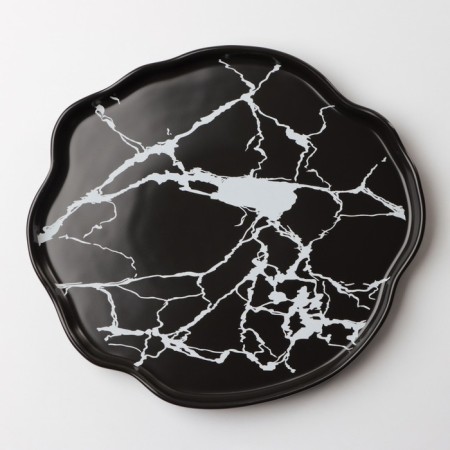 Ceramic Black Marble Coramic plate, 27 cm, black color-2