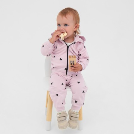 Kit: sweatshirt and pants crumb I am "hearts", pink, height 74-80 cm-7