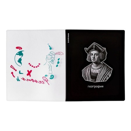 Subject notebook, 48 sheets, cage, geography Erichkrause "Persons", plastic cover silk-screen covers, Blok OFSET 100%, information block-2