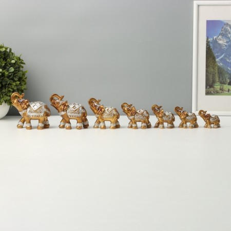 Souvenir Polystone Set 7 pcs "Family Elephants" 20x9.5x9 cm-4