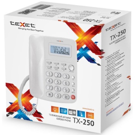 Texet TX 250 phone, wired, built -in display, white-2