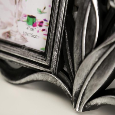 Photo frame plastic in 2 photos 10x15 cm "tulips" Dark silver 20x31 cm-2
