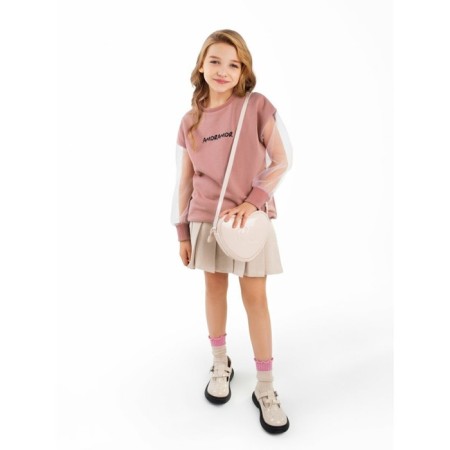 Свитшот для девочки Amarobaby Crystal, рост 128 см, цвет пудровый-16